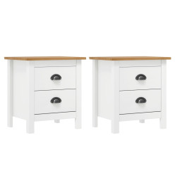 Tables de chevet Hill 2 pcs Blanc 46x35x49,5 cm Bois pin solide