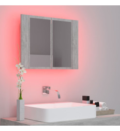 Armoire de salle de bain à miroir LED Gris béton Acrylique