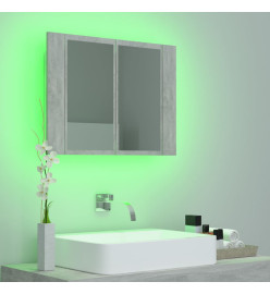 Armoire de salle de bain à miroir LED Gris béton Acrylique