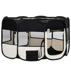 Parc pliable pour chien avec sac de transport Noir 145x145x61cm