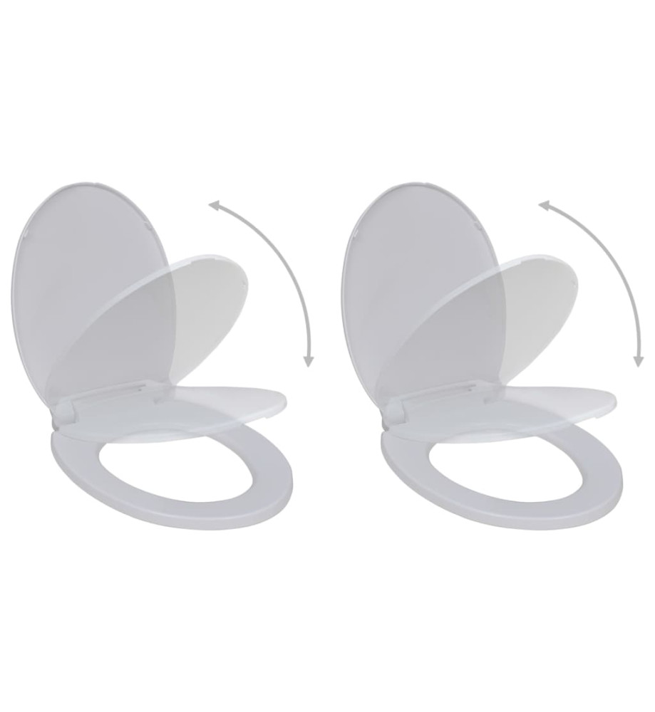 Abattant WC avec frein de chute 2 pcs Plastique Blanc