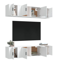 Ensemble de meubles TV 6 pcs Blanc Bois d'ingénierie