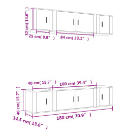 Ensemble de meubles TV 6 pcs Blanc Bois d'ingénierie