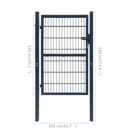 Portillon 2D (simple) Gris anthracite 106x190 cm