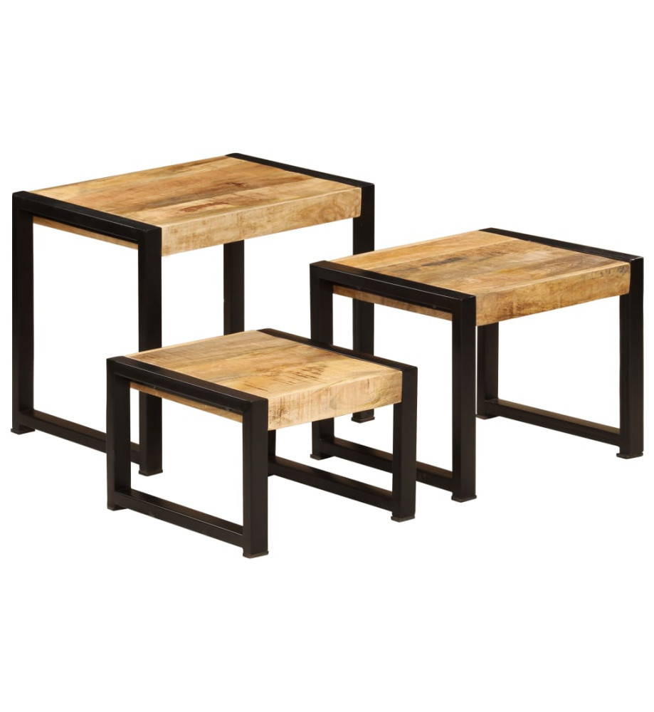 Tables gigognes 3 pcs Bois solide de manguier