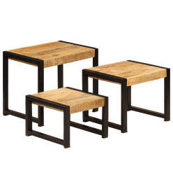 Tables gigognes 3 pcs Bois solide de manguier