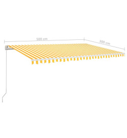 Auvent manuel rétractable 500x300 cm Jaune et blanc