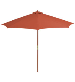 Parasol d'extérieur avec mât en bois 300 cm Terre cuite