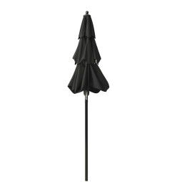 Parasol à 3 niveaux avec mât en aluminium Noir 2 m