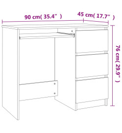 Bureau Noir 90x45x76 cm Aggloméré