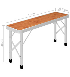 Table de camping pliable avec 2 bancs Aluminium Marron