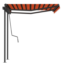 Auvent manuel rétractable avec poteaux 3,5x2,5 m Orange/marron