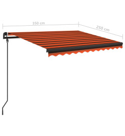 Auvent manuel rétractable avec poteaux 3,5x2,5 m Orange/marron