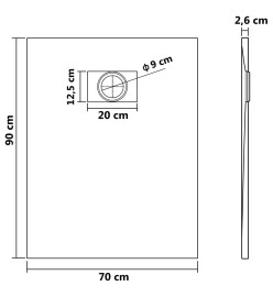 Bac de douche SMC Noir 90 x 70 cm