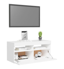 Meuble TV avec lumières LED blanc 90x35x40 cm