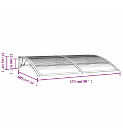 Auvent de porte Gris 150x100 cm Polycarbonate