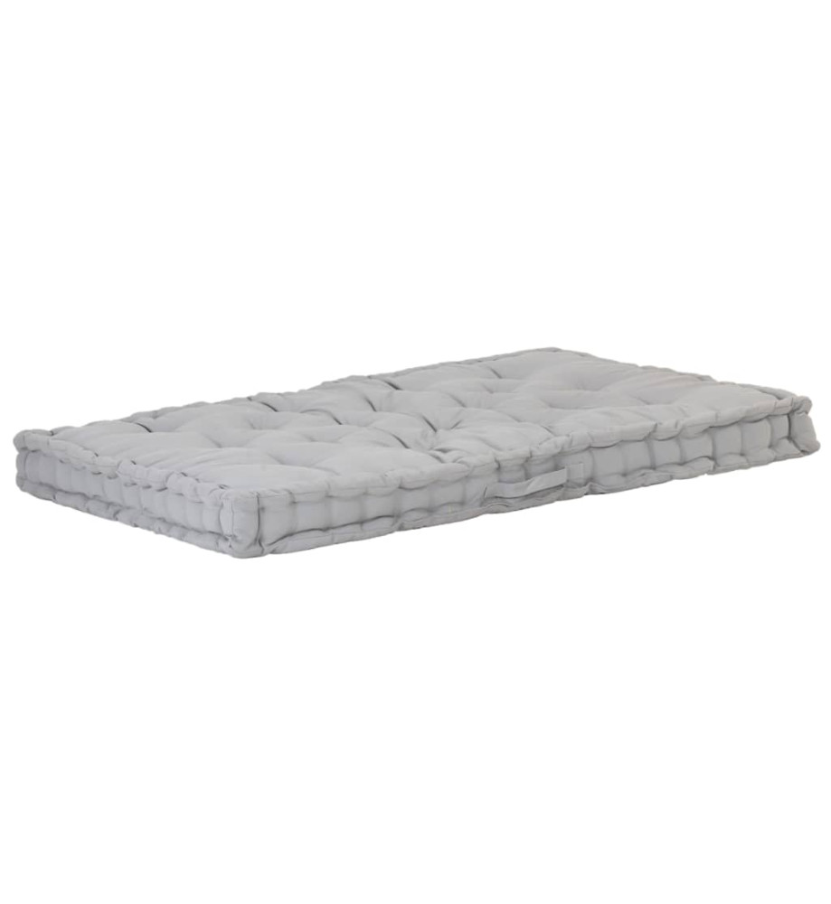 Coussin de plancher de palette Coton 120x80x10 cm Gris