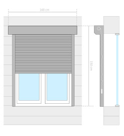 Volet roulant aluminium 140x150 cm blanc