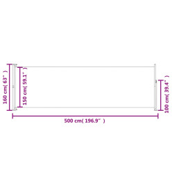 Auvent latéral rétractable de patio 160x500 cm Gris