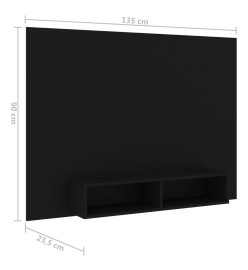 Meuble TV mural Noir 135x23,5x90 cm Aggloméré