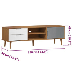 Meuble TV MOLDE Marron 158x40x49 cm Bois de pin massif