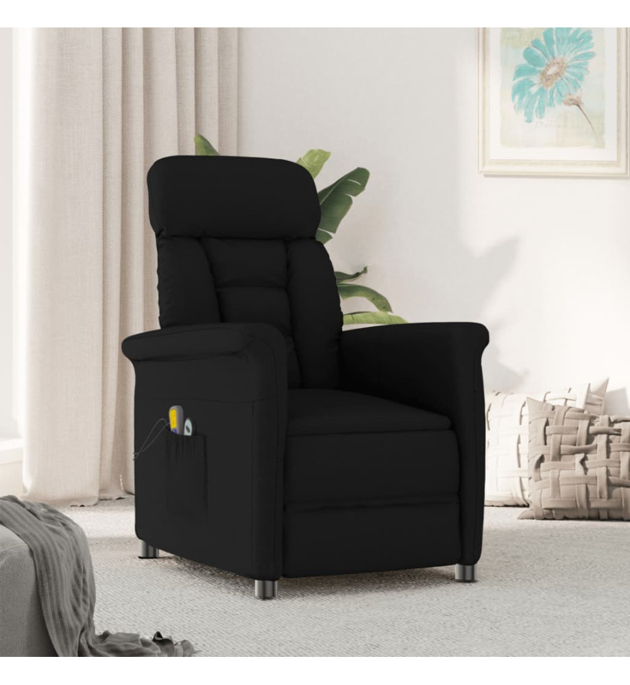 Fauteuil électrique de massage Noir Similicuir daim