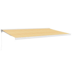 Auvent rétractable jaune et blanc 5x3 m tissu et aluminium