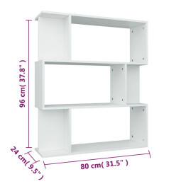 Bibliothèque/Cloison Blanc 80x24x96 cm Bois d'ingénierie