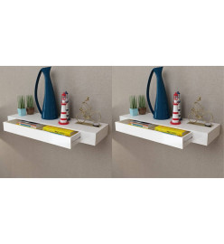 Étagères murales avec tiroirs 2 pcs Blanc 80 cm