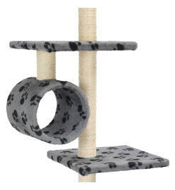 Arbre à chat avec griffoirs en sisal 260 cm Gris Motif pattes