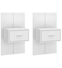 Tables de chevet murales 2 pcs Blanc brillant