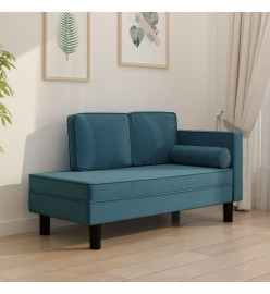 Chaise longue avec coussins et traversin bleu velours