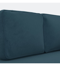 Chaise longue avec coussins et traversin bleu velours