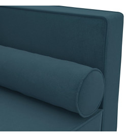 Chaise longue avec coussins et traversin bleu velours