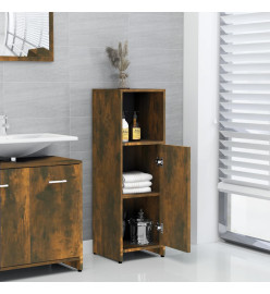 Armoire de bain Chêne fumé 30x30x95 cm Bois d'ingénierie