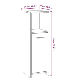 Armoire de bain Chêne fumé 30x30x95 cm Bois d'ingénierie