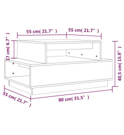 Table basse Blanc 80x55x40,5 cm Bois massif de pin