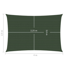 Voile d'ombrage 160 g/m² Vert foncé 2,5x4 m PEHD