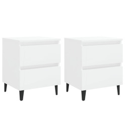 Tables de chevet 2 pcs Blanc brillant 40x35x50 cm Aggloméré