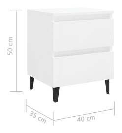 Tables de chevet 2 pcs Blanc brillant 40x35x50 cm Aggloméré