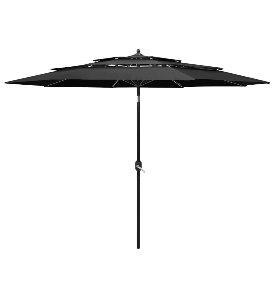 Parasol à 3 niveaux avec mât en aluminium Anthracite 3 m