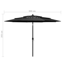 Parasol à 3 niveaux avec mât en aluminium Anthracite 3 m