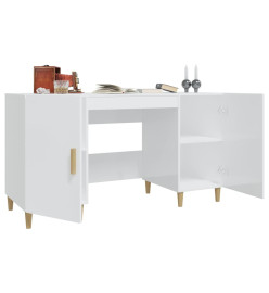 Bureau Blanc brillant 140x50x75 cm Bois d'ingénierie