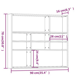 Étagère murale Chêne fumé 90x16x78 cm Bois d'ingénierie