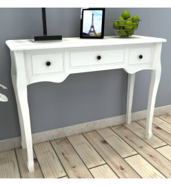 Table de console et coiffeuse avec 3 tiroirs Blanc