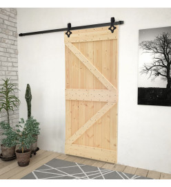 Porte coulissante avec kit de quincaillerie 90x210cm Pin massif