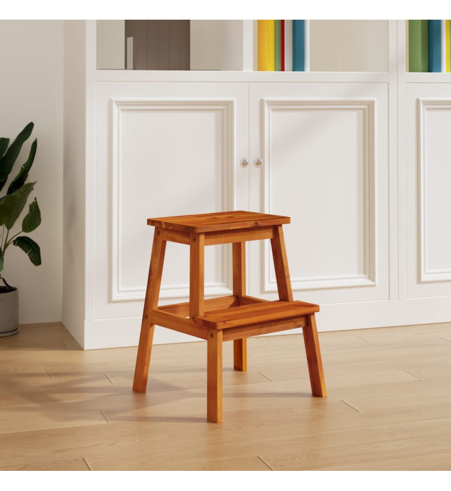 Tabouret-escabeau 2 marches 40x38x50 cm Bois d'acacia solide