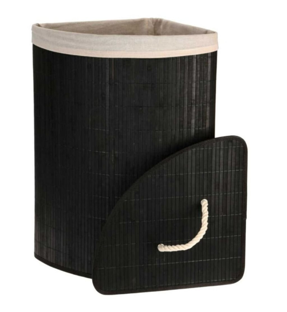 Bathroom Solutions Panier à linge d'angle Bambou Noir