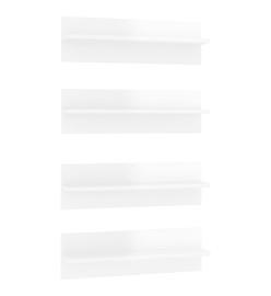 Étagères murales 4 pcs Blanc brillant 60x11,5x18 cm Aggloméré