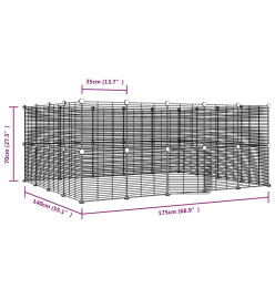Cage animaux de compagnie à 36 panneaux et porte Noir 35x35 cm